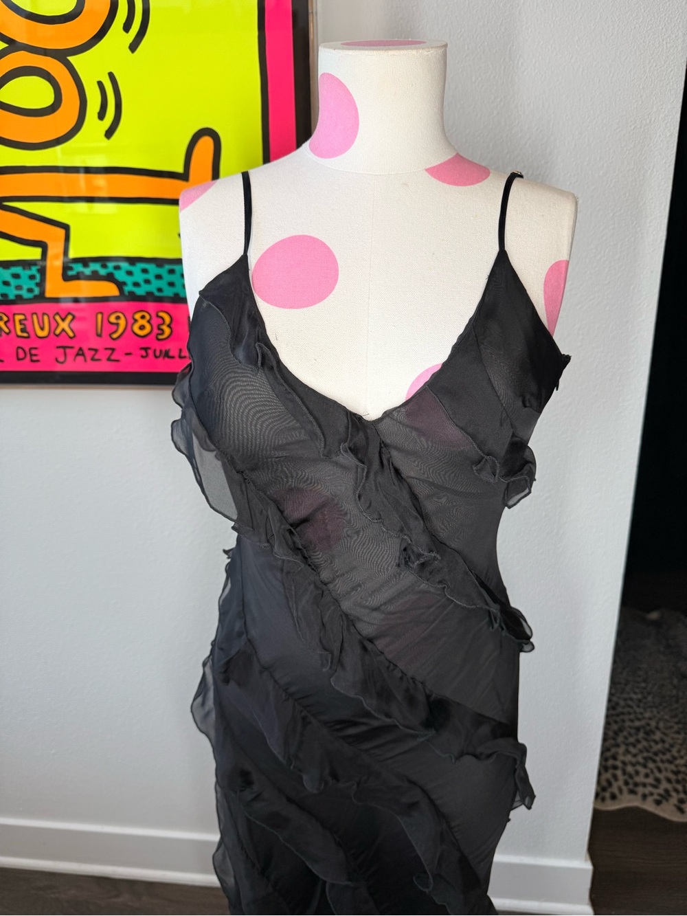 Rat & Boa Selena Black Ruffle Chiffon Maxi Dress XXS - Picture 4 of 16